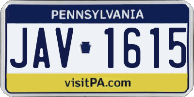 PA license plate JAV1615