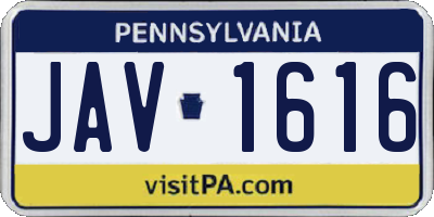 PA license plate JAV1616