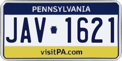 PA license plate JAV1621