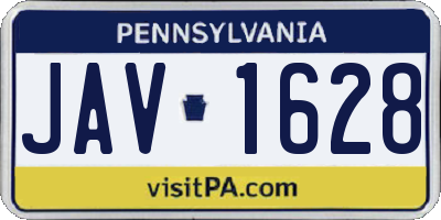 PA license plate JAV1628