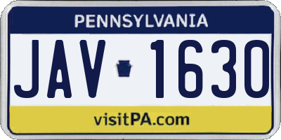 PA license plate JAV1630