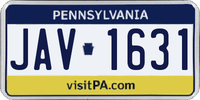 PA license plate JAV1631