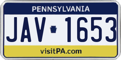 PA license plate JAV1653