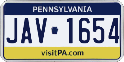 PA license plate JAV1654