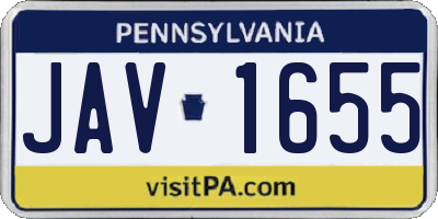 PA license plate JAV1655