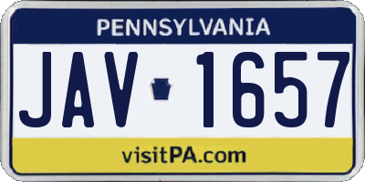 PA license plate JAV1657