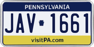 PA license plate JAV1661