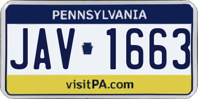 PA license plate JAV1663