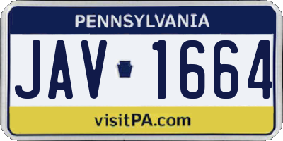 PA license plate JAV1664