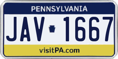 PA license plate JAV1667