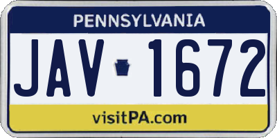 PA license plate JAV1672