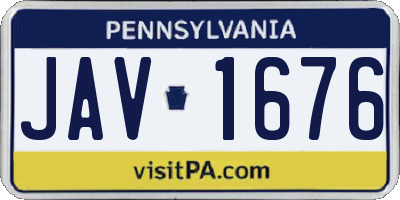 PA license plate JAV1676