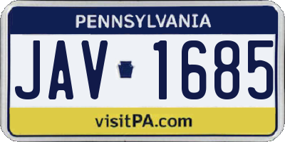 PA license plate JAV1685