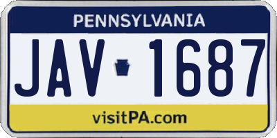 PA license plate JAV1687