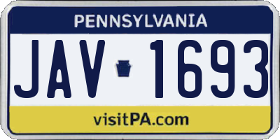 PA license plate JAV1693