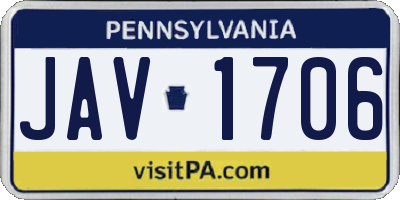 PA license plate JAV1706