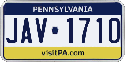 PA license plate JAV1710