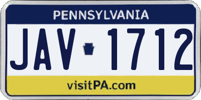 PA license plate JAV1712