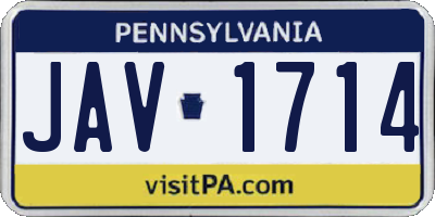 PA license plate JAV1714