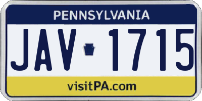 PA license plate JAV1715