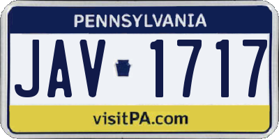 PA license plate JAV1717