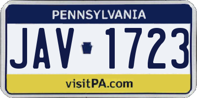 PA license plate JAV1723