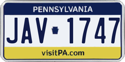 PA license plate JAV1747