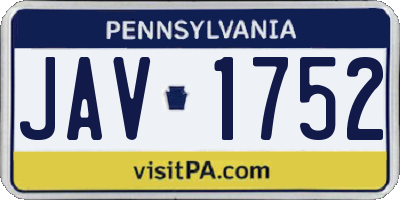 PA license plate JAV1752