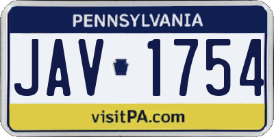 PA license plate JAV1754