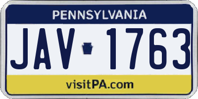 PA license plate JAV1763