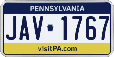 PA license plate JAV1767