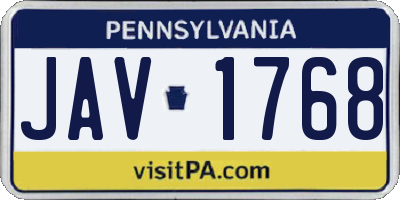 PA license plate JAV1768