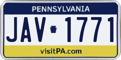 PA license plate JAV1771