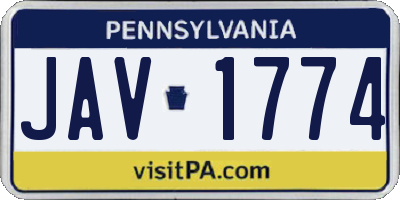 PA license plate JAV1774