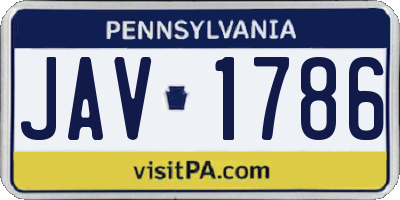 PA license plate JAV1786