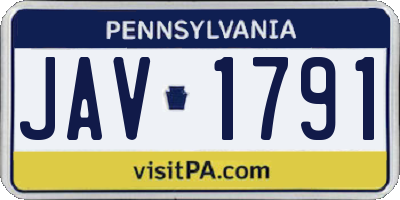 PA license plate JAV1791