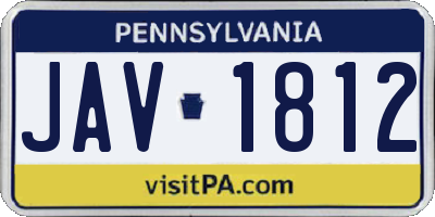 PA license plate JAV1812