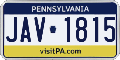 PA license plate JAV1815