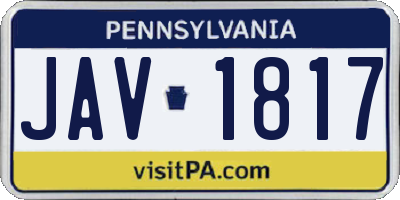 PA license plate JAV1817