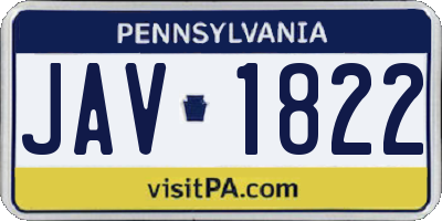 PA license plate JAV1822