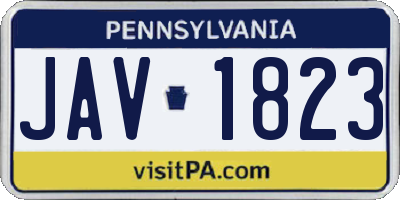 PA license plate JAV1823