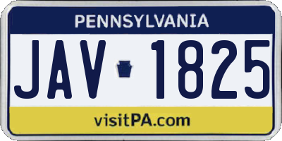 PA license plate JAV1825