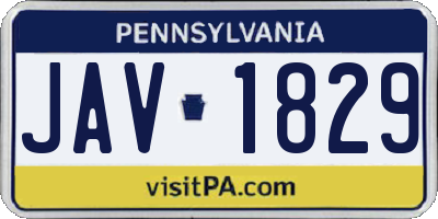 PA license plate JAV1829