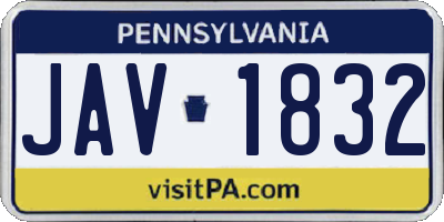 PA license plate JAV1832