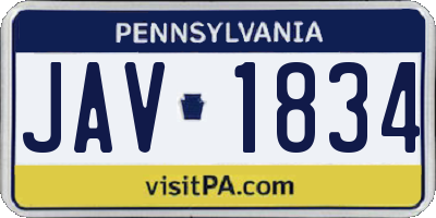 PA license plate JAV1834