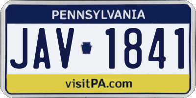 PA license plate JAV1841