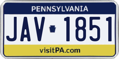 PA license plate JAV1851
