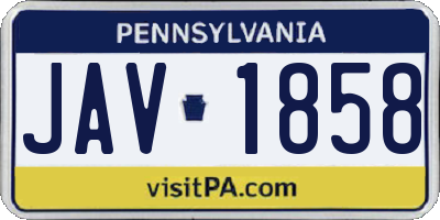 PA license plate JAV1858