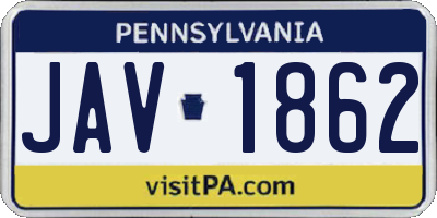 PA license plate JAV1862