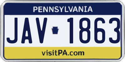 PA license plate JAV1863